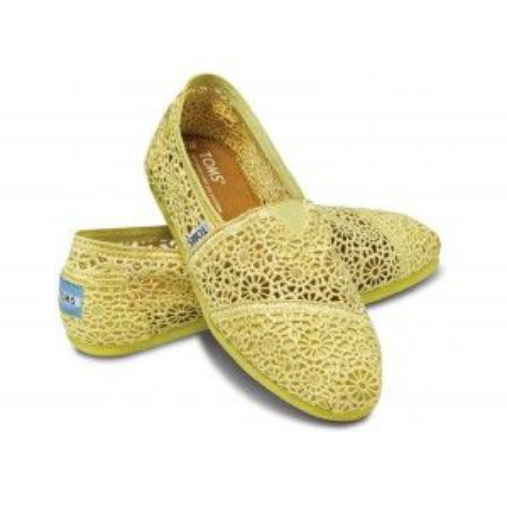 Toms crochet shoes.